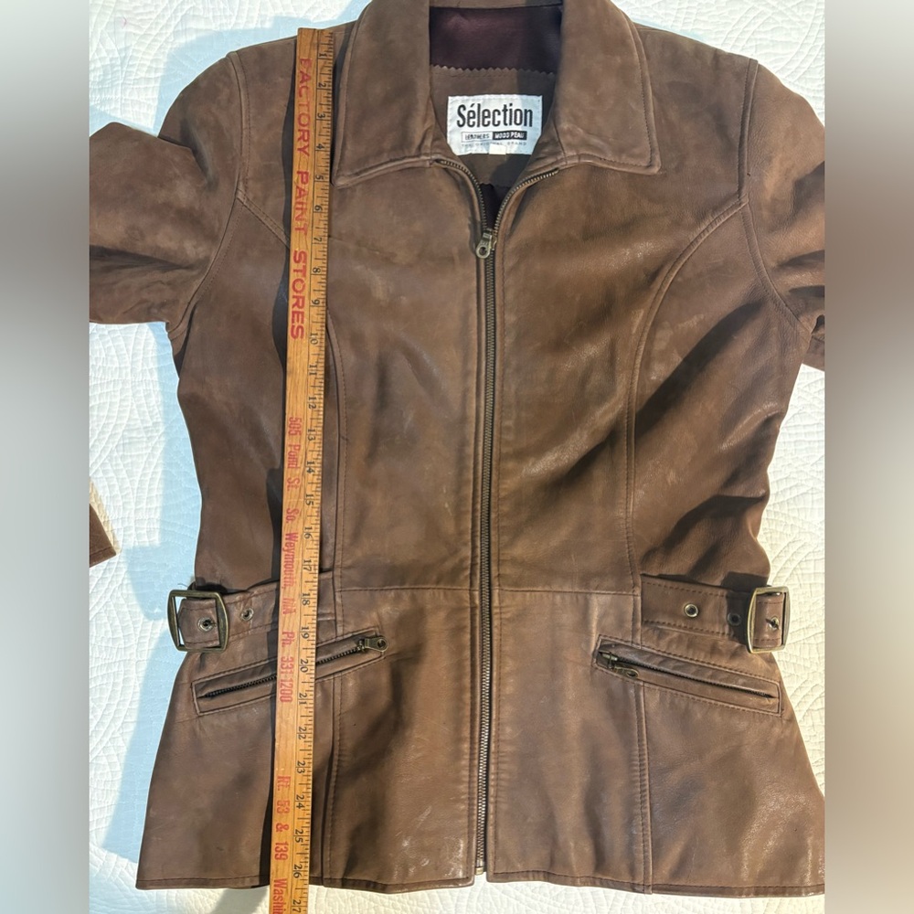 Vintage Brown Leather Jacket Medium Selections - Picture 5 of 10